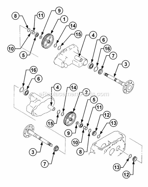 Axle, Rear Diagram and Parts List for 54A-458D100, 590-603-100 Cub Cadet Lawn Tractor